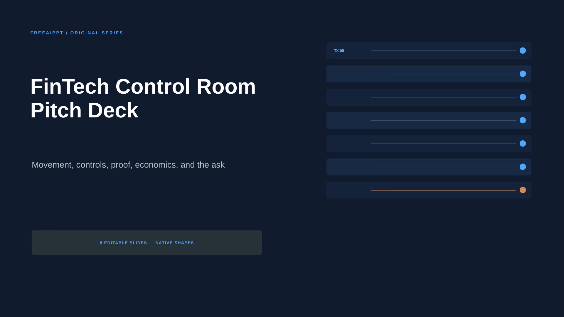 FinTech Control Room Pitch Deck slide 1